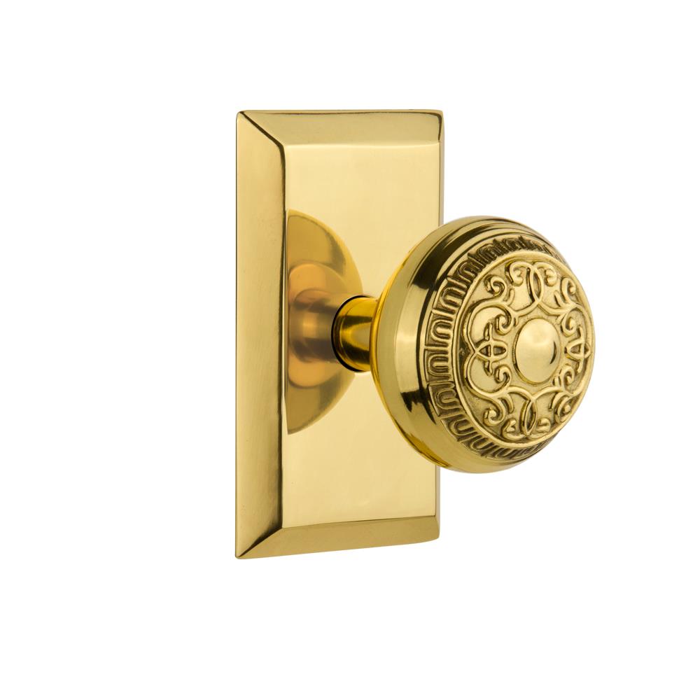Nostalgic Warehouse STUEAD Passage Knob Studio Plate with Egg and Dart Knob in Polished Brass